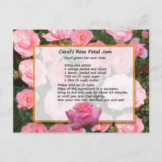 Carol's Rose Petal Jam Recipe Postcard
