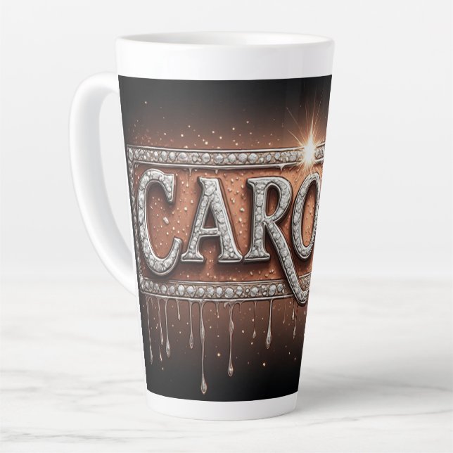 Carolyn Name in Dripping Gold Latte Mug (Left Angle)