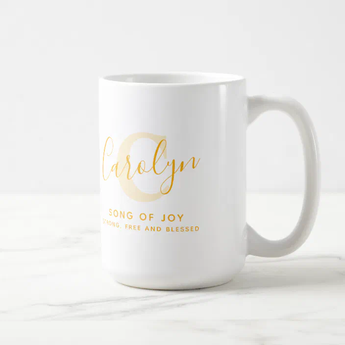 Carolyn Name Meaning Monogram C Golden Yellow Text Coffee Mug Zazzle Com