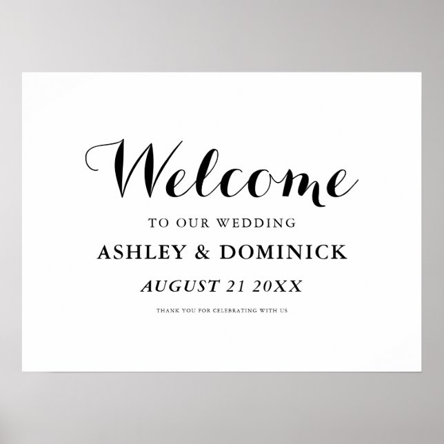 Carolyna Calligraphy Elegant Welcome Wedding Sign (Front)