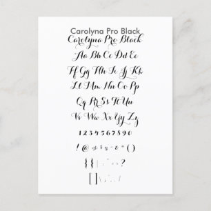 Carolyna Pro Black - Zazzle Font Sampler Sheet Postcard