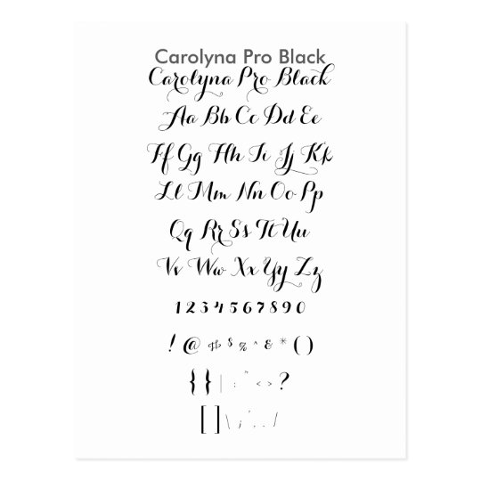 carolyna pro black glyphs font free