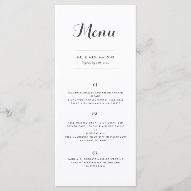 Carolyna Wedding Dinner Menu (Front)