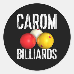 Carom Billiards Shirt - Cool Distressed Text  Classic Round Sticker