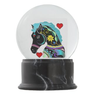 Carouse Horse  Snow Globe *& Confetti Hearts