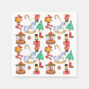 Carousel and nutcracker holiday pattern napkins