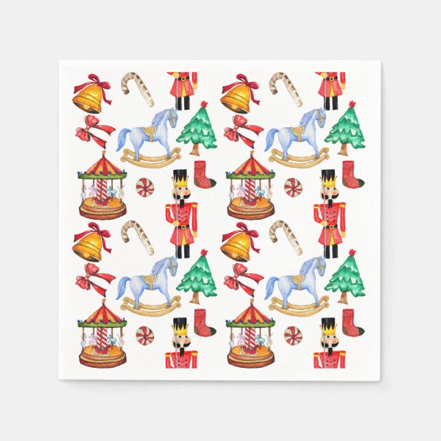 Carousel and nutcracker holiday pattern napkins (Front)