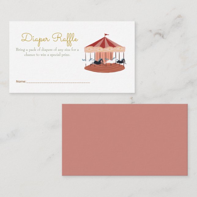 Carousel Baby Diaper Raffle Enclosure Card (Front/Back)
