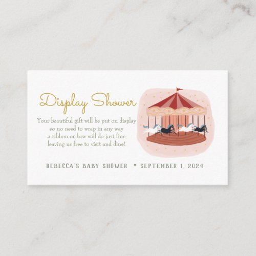 Carousel Baby Display Shower  Enclosure Card