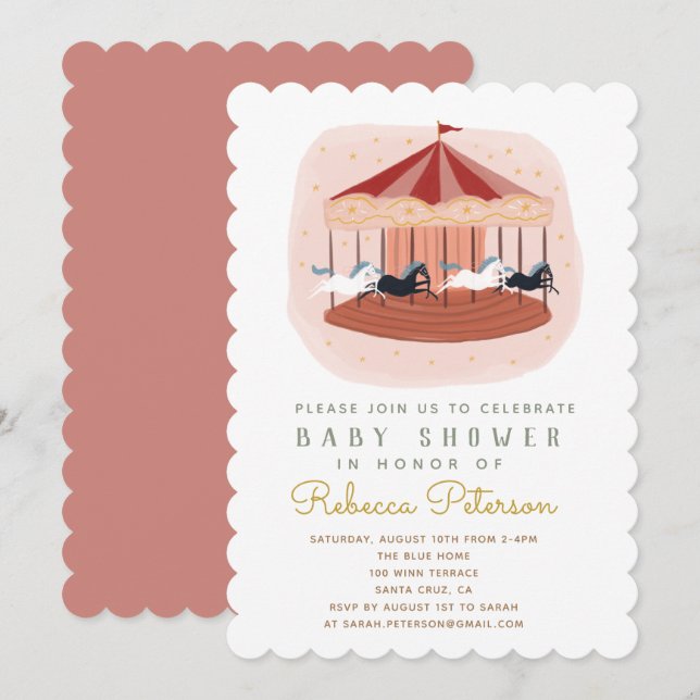 carousel Baby Shower Invitation (Front/Back)