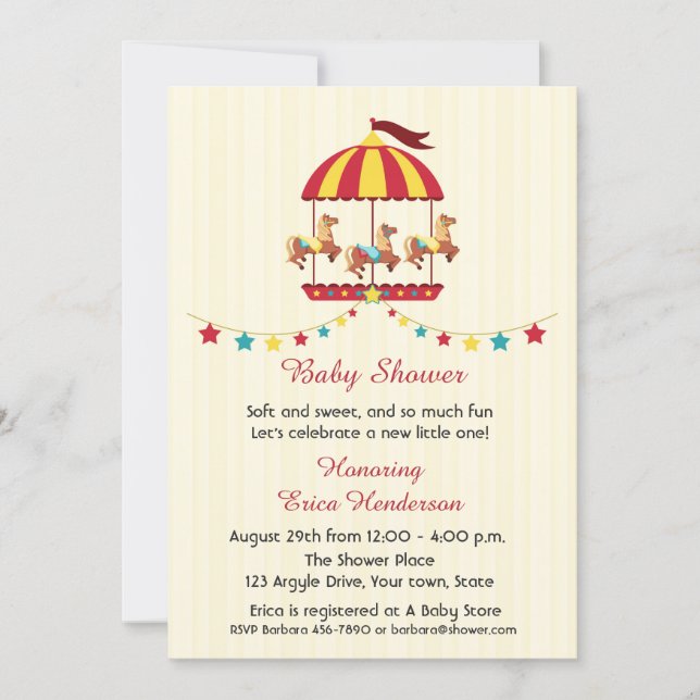 Carousel Baby Shower Invitation (Front)