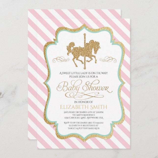 Carousel Baby Shower Invitation (Front/Back)