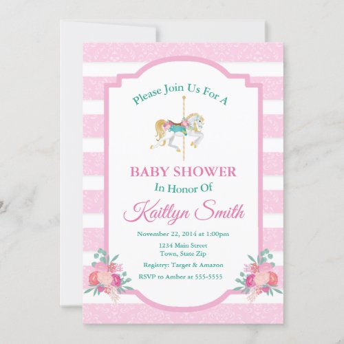 Carousel Baby Shower Invitation Merry Go Round