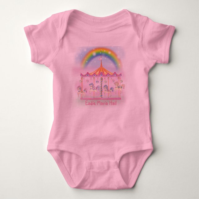 Carousel Baby Tutu Bodysuit, Pink, Personalize Bodysuit (Front)