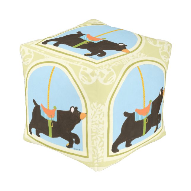 Carousel Bear by June Erica Vess Pouf (Angled Front)
