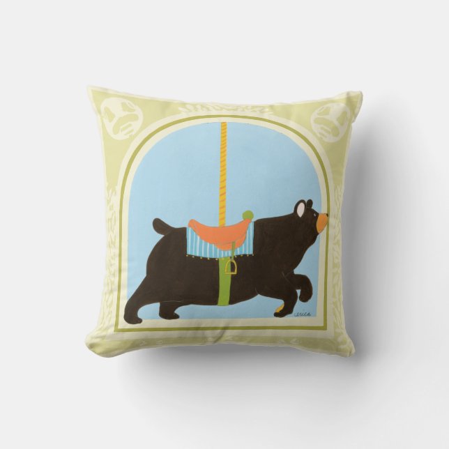 Carousel Bear by June Erica Vess Throw Pillow (Front)