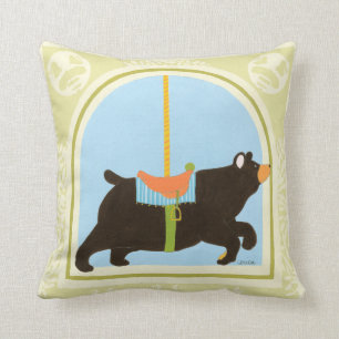 Carousel Bear by June Erica Vess Throw Pillow