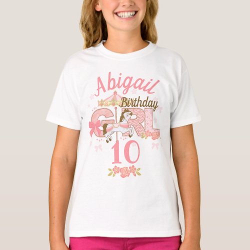 Carousel Birthday Girl custom age  T_Shirt