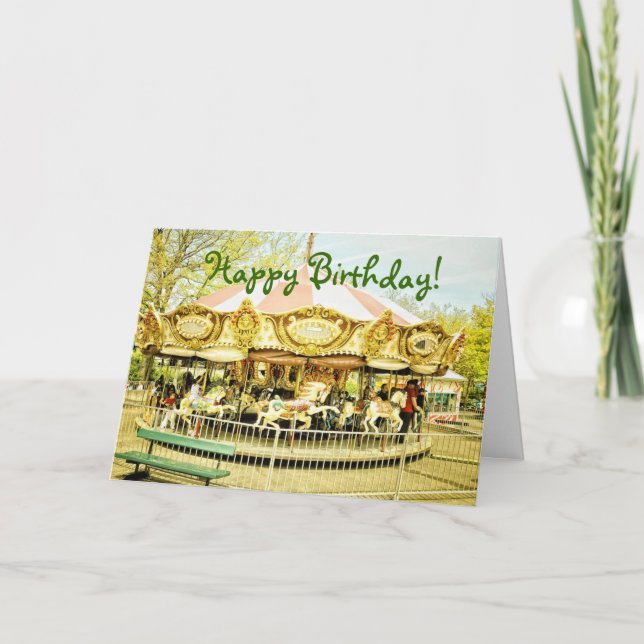 Carousel Birthday Greeting Card (Front)