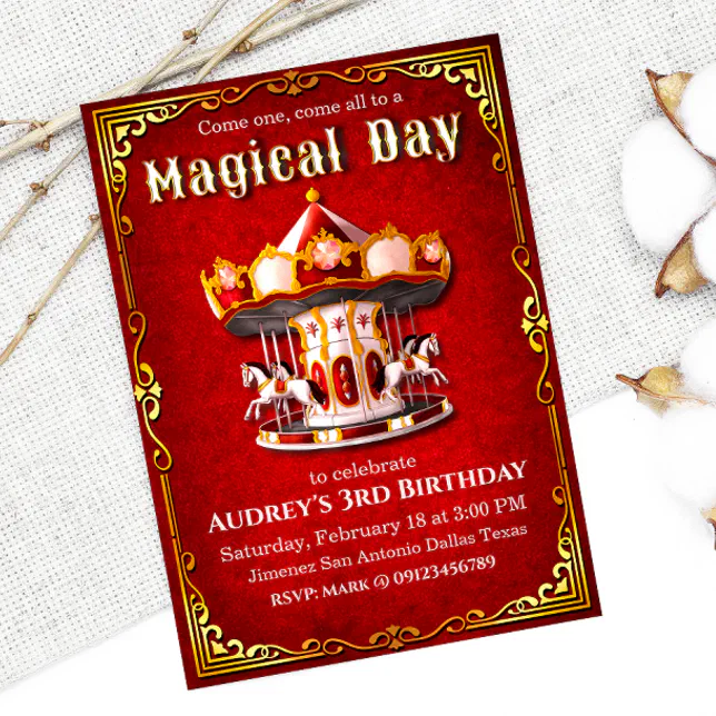 Carousel Birthday Invitation | Zazzle
