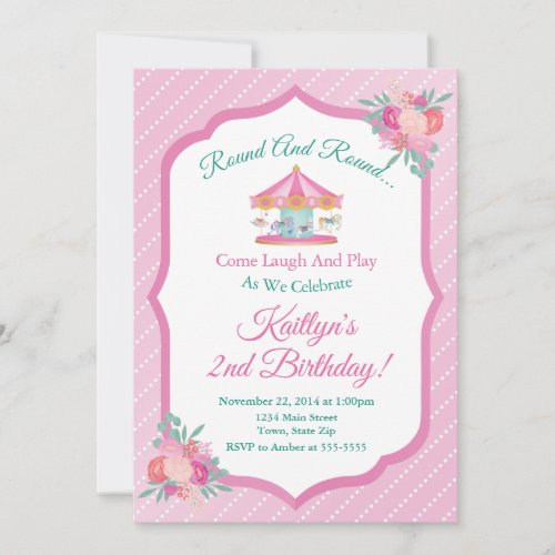 Carousel Birthday Invitation Merry Go Round