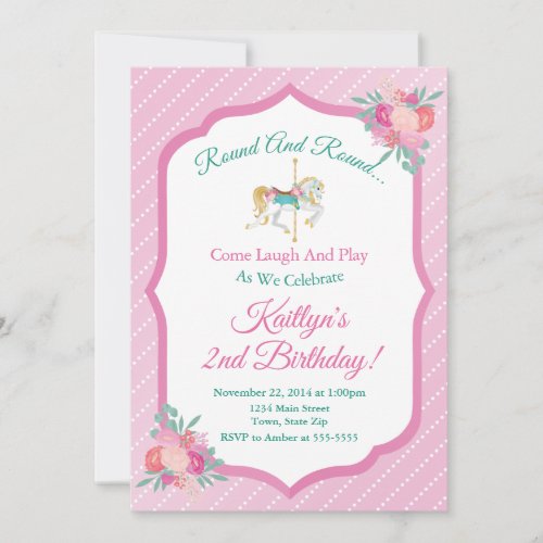 Carousel Birthday Invitation Merry Go Round