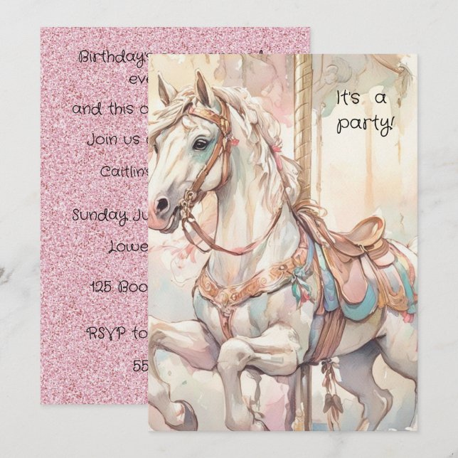 Carousel Birthday Party Digital Download Invitation (Front/Back)