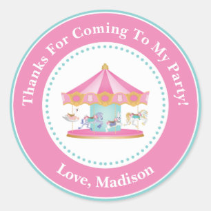 Carousel Birthday Party Favor Stickers