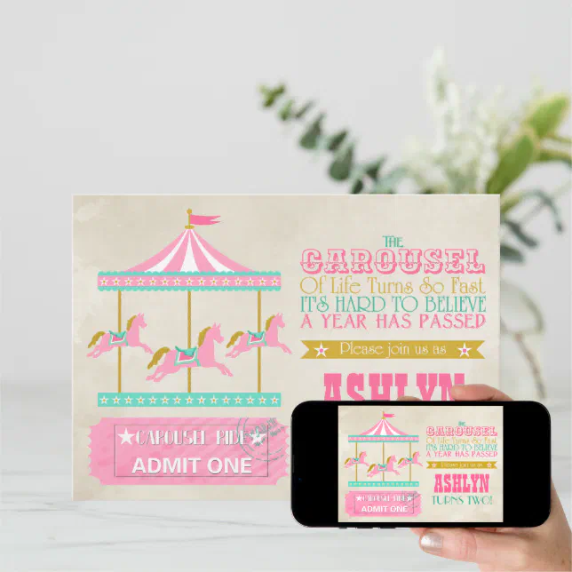 Carousel Birthday Party Invitation Zazzle
