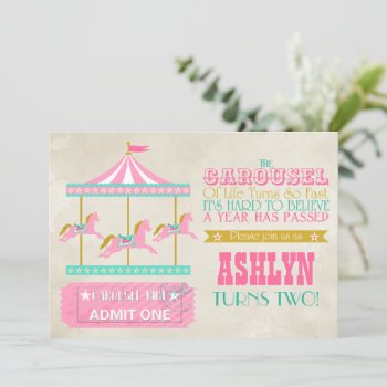 Carousel Birthday Party Invitation by SocialiteDesigns at Zazzle