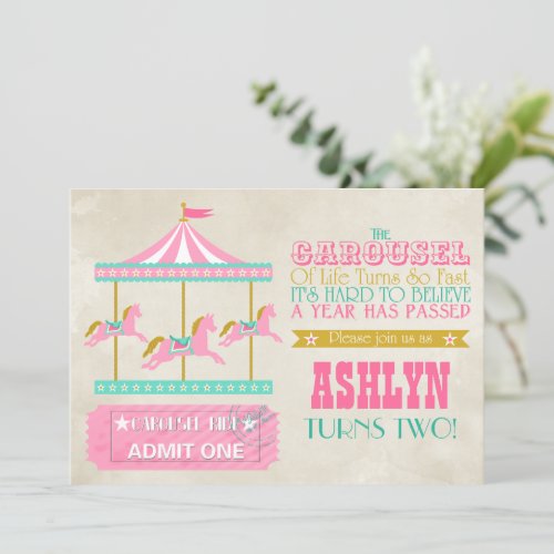 Carousel Birthday Party Invitation