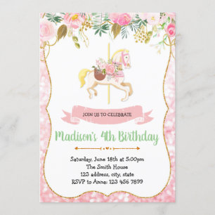 Carousel birthday party invitation