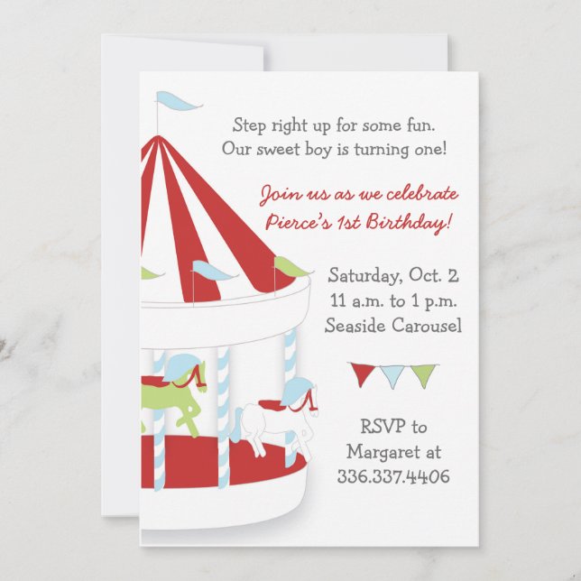 Carousel Birthday Party Invitation (Front)