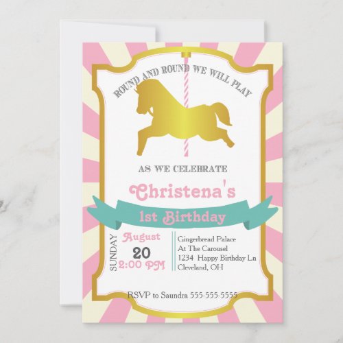 Carousel Birthday Party Invitation