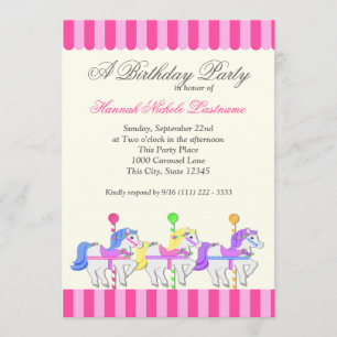 Carousel Birthday Pink Invitation