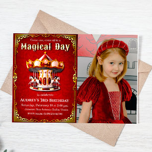 Carousel Birthday with Photo Invitation