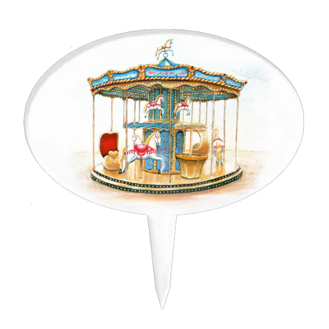 Watercolor Carousel Edible Cake Topper