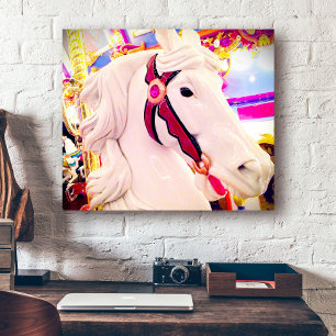 Carousel carnival horse bold stylish modern photo canvas print