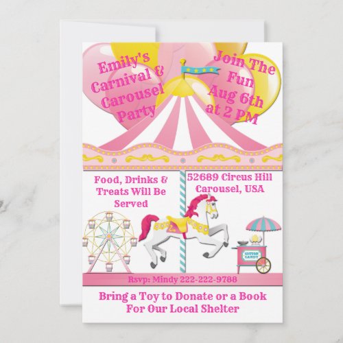 Carousel  Carnival Horse Party Invitation