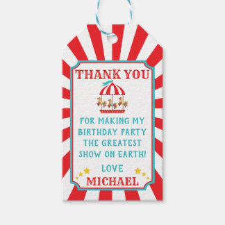 Carousel Circus Carnival Birthday Gift Favor Tag