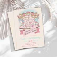 Carousel Circus Carnival Birthday Invitation