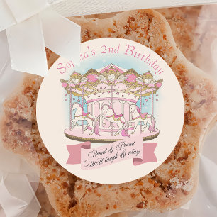 Carousel Circus Carnival Birthday Party Classic Round Sticker