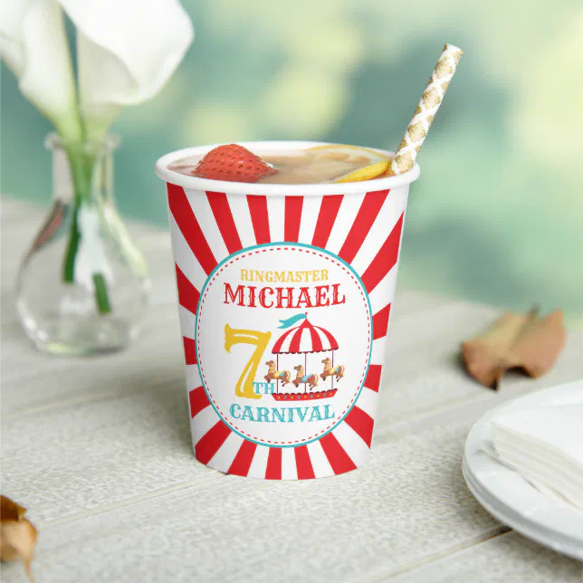Carousel Circus Carnival Birthday Party Paper Cups | Zazzle