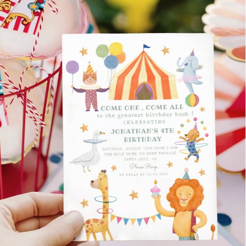 Carousel Circus Color Carnival Birthday Invitation
