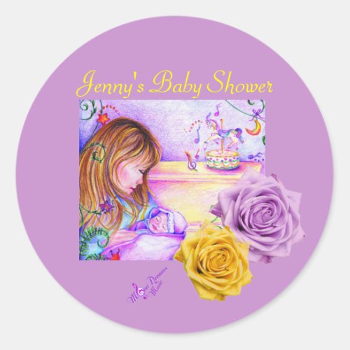 Carousel Dreams and Roses Round Stickers