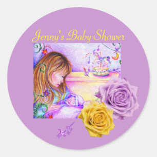 Carousel Dreams and Roses Round Stickers