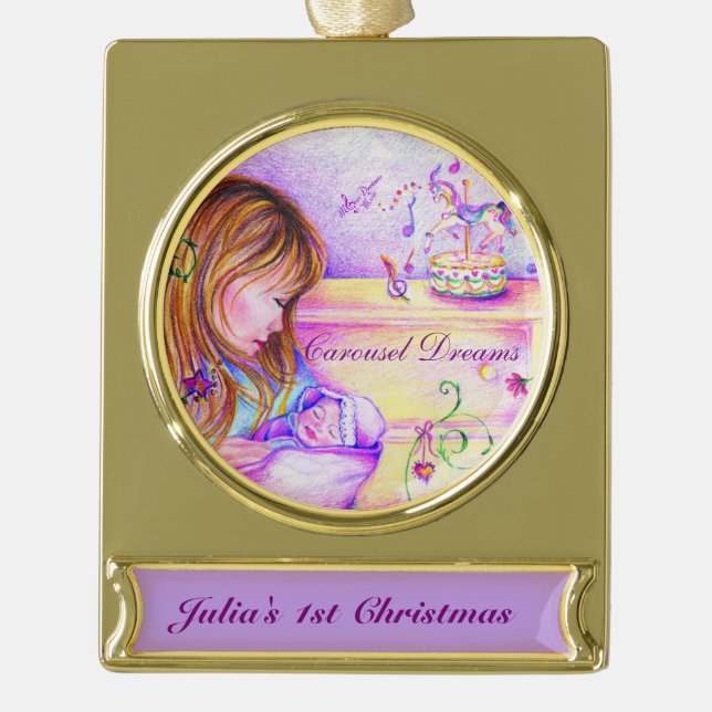 Carousel Dreams Gold Plated Banner Ornament (Front)