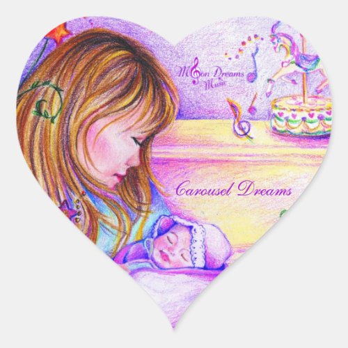 Carousel Dreams Heart Shaped Stickers