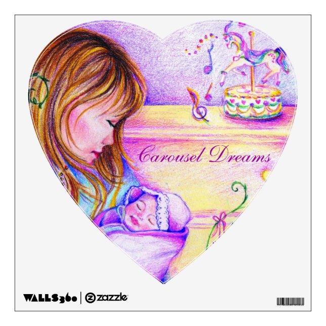 Carousel Dreams Heart Shaped Wall Decal (Front)