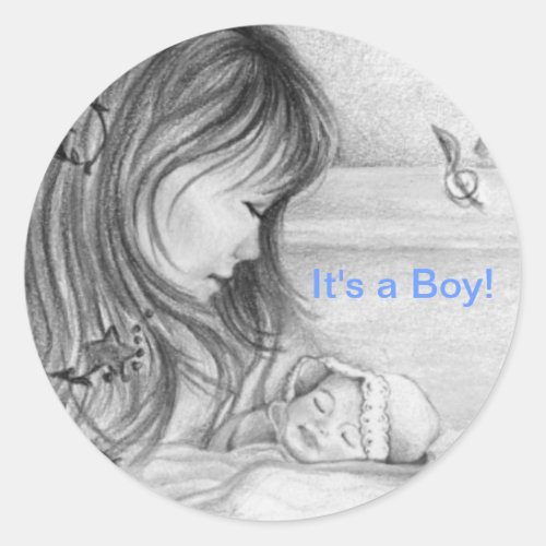 Carousel Dreams Its a Boy Classic Round Stickers